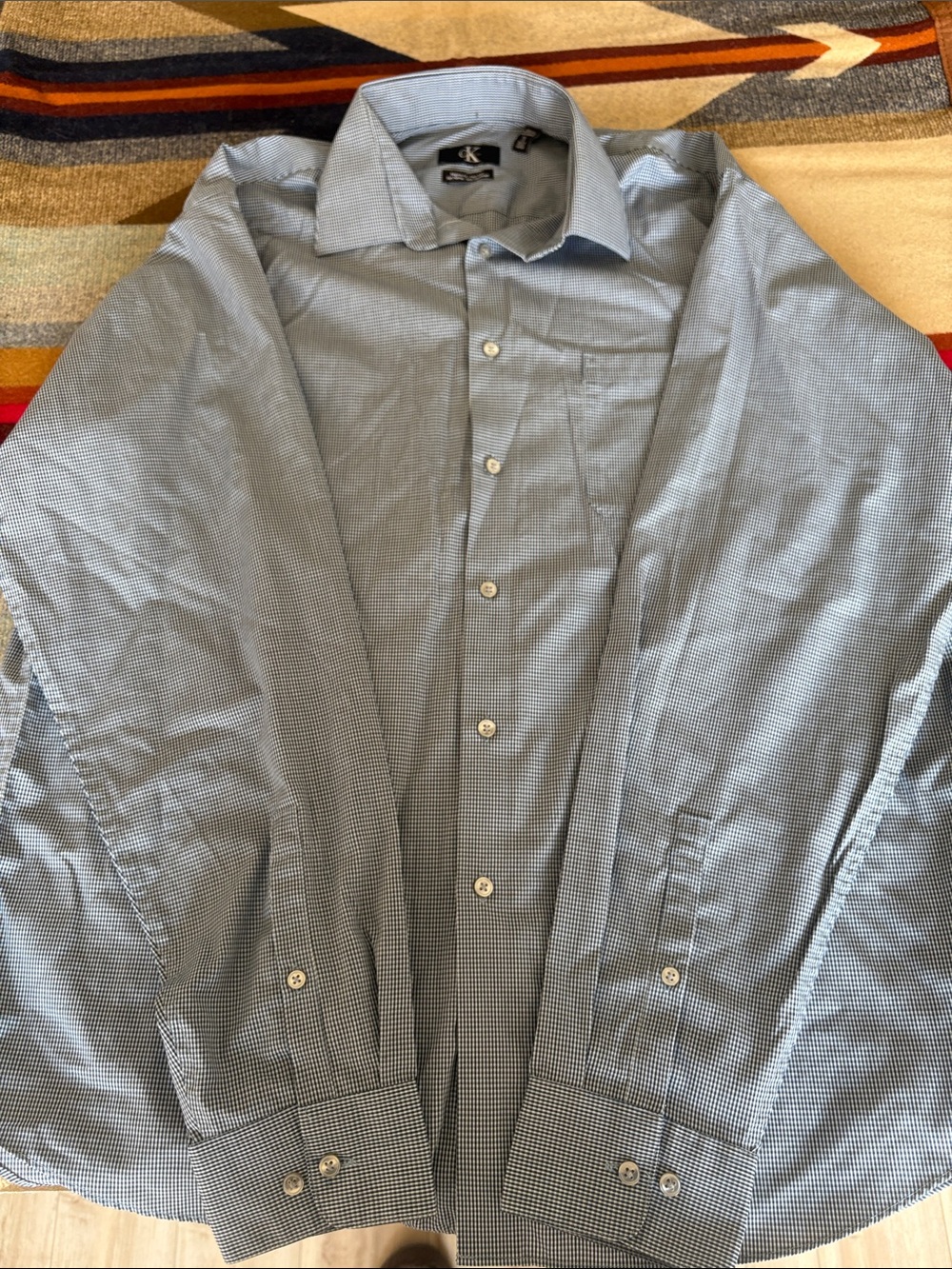 Calvin Klein Light Blue Micro-Check Shirt Jacket